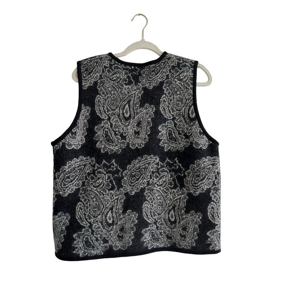 Vintage Wool Paisley Zip Up Vest Gray Size Large - Picture 2 of 5